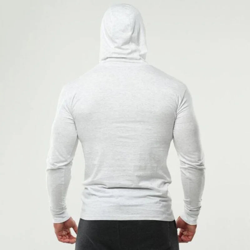 Men's Long Sleeve Gym Hoodie T-Shirt | Bodybuilding & Workout Top