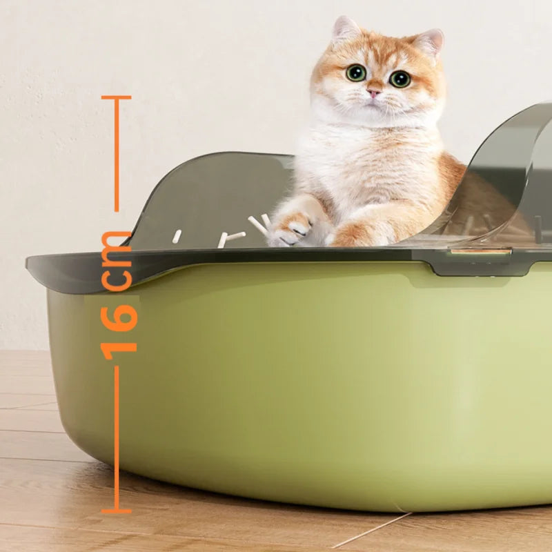 Semi-Enclosed Cat Litter Box | High-Side Splash Guard with Litter Scoop