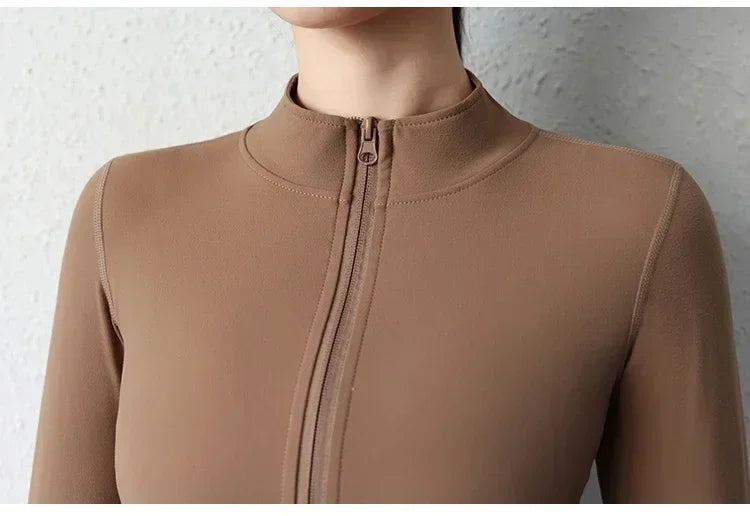 Women's Quick-Dry Yoga Zip Jacket | Slim Fit Long Sleeve Training Top