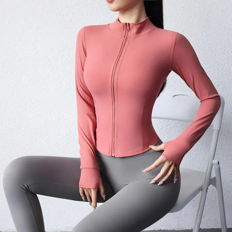 Women's Quick-Dry Yoga Zip Jacket | Slim Fit Long Sleeve Training Top