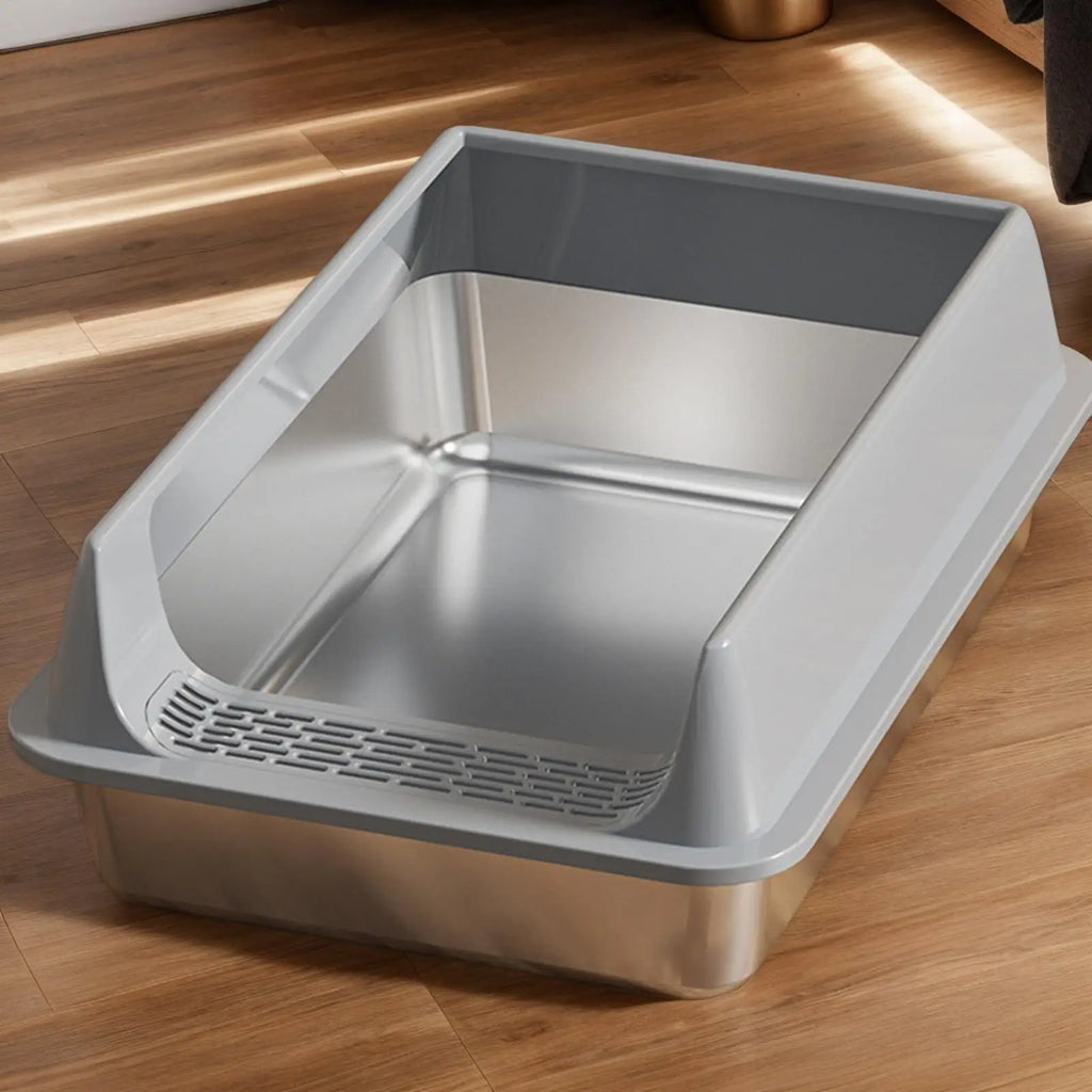 Deepened Semi-Enclosed Cat Litter Box | Splashproof with Scoop & Odor Control