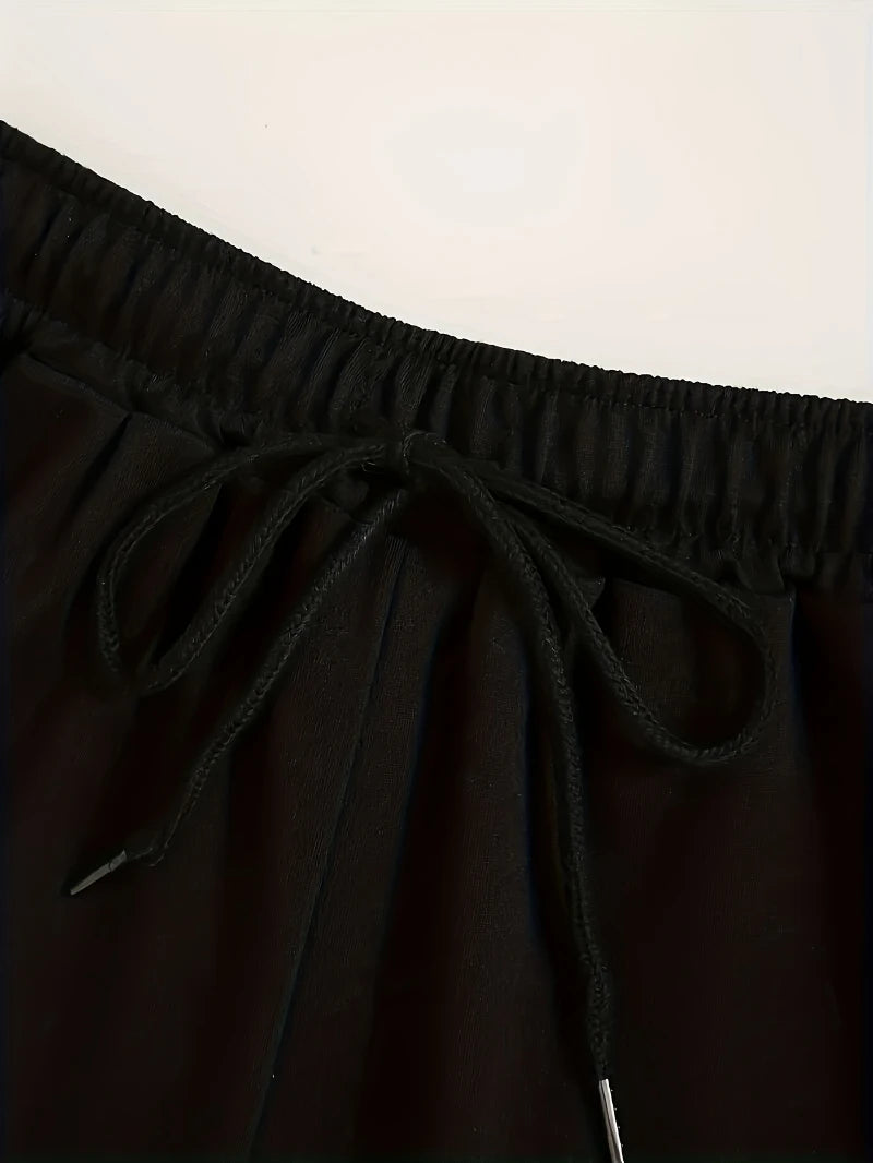 Men's Casual Athletic Shorts with Elastic Waistband and Drawstring Side Pockets - Solid Color, Perfect for Gym Wear