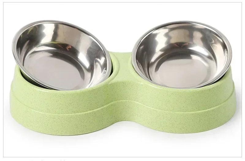 Double Stainless Steel Pet Bowl Stand | Elevated Food & Water Feeder for Dogs & Cats