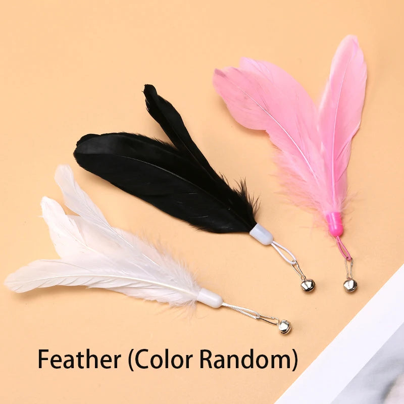 Interactive Cat Feather Wand Toy | Hands-Free Suction Cup Teaser with Bell