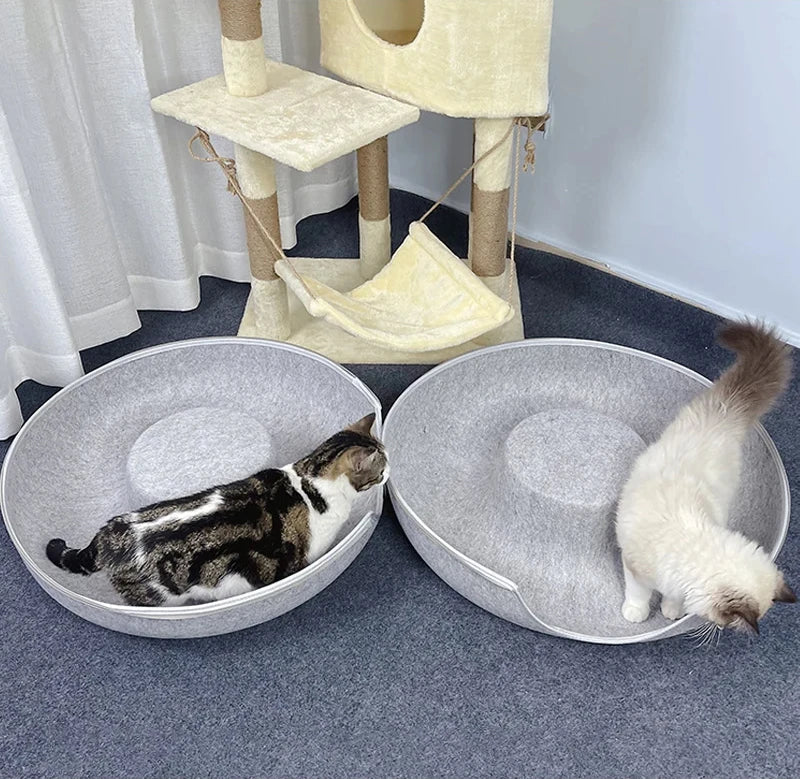 Donut Cat Tunnel Bed | Interactive Felt Play House & Cozy Cat Cave
