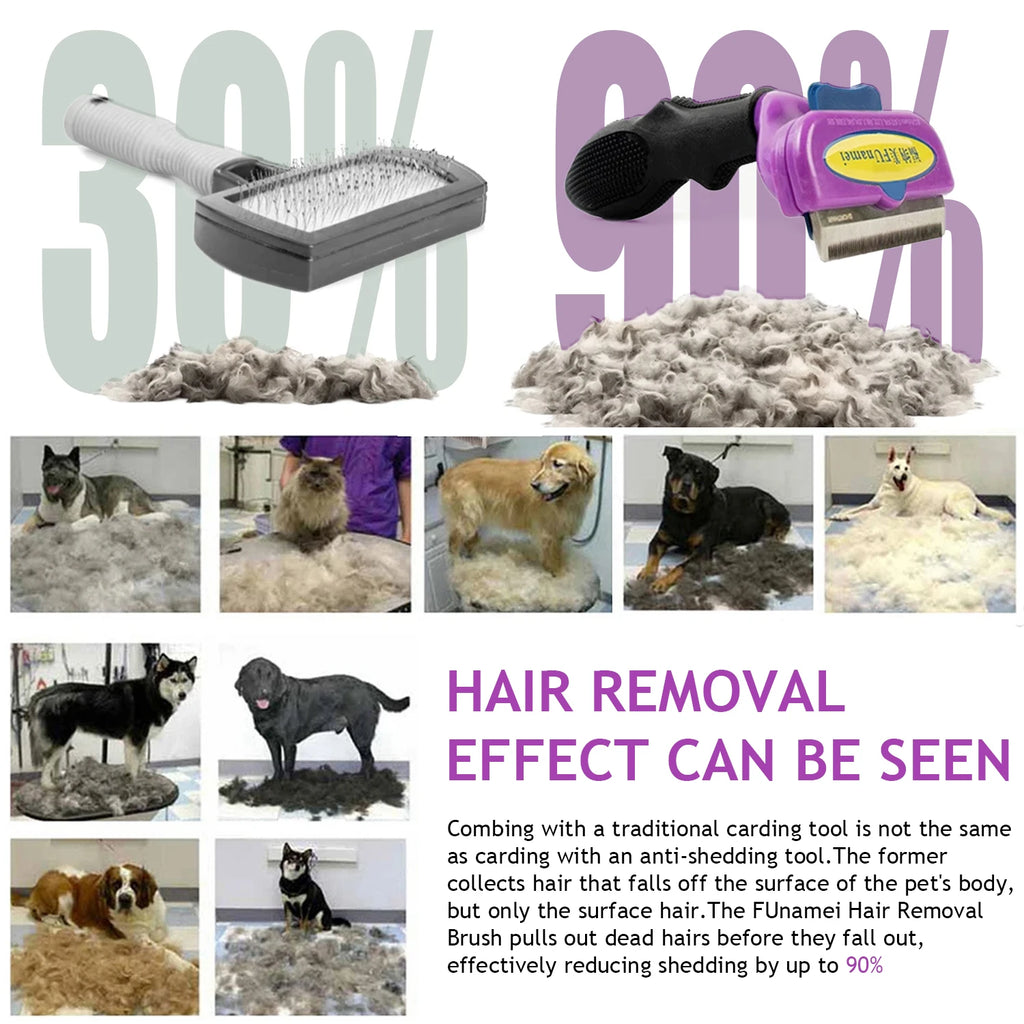 Pet Deshedding Grooming Brush | Hair Remover Comb for Dogs & Cats — Short & Long Hair