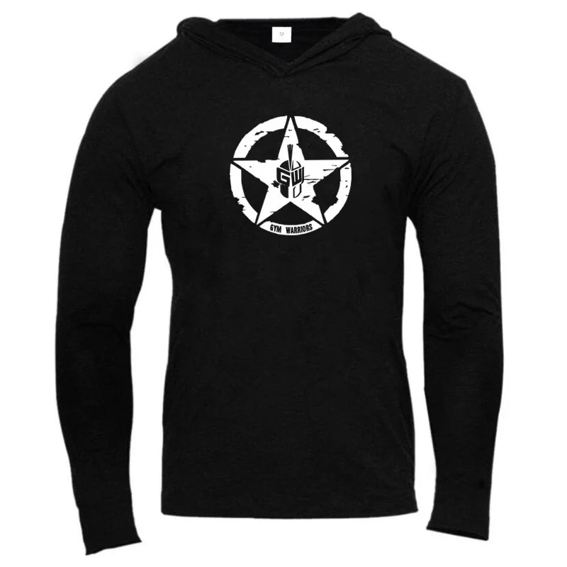 Men's Long Sleeve Gym Hoodie T-Shirt | Bodybuilding & Workout Top