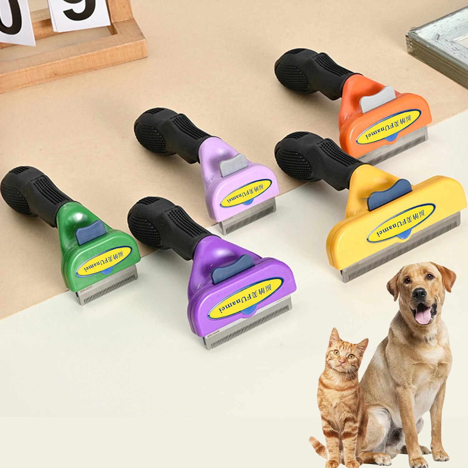 Pet Deshedding Grooming Brush | Hair Remover Comb for Dogs & Cats — Short & Long Hair
