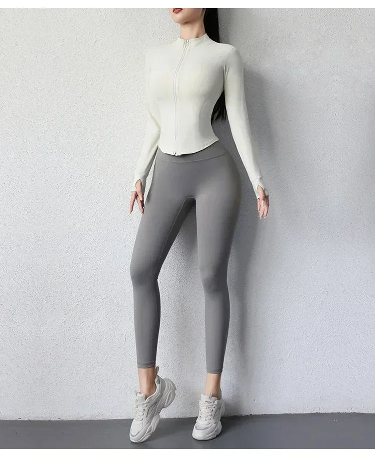Women's Quick-Dry Yoga Zip Jacket | Slim Fit Long Sleeve Training Top
