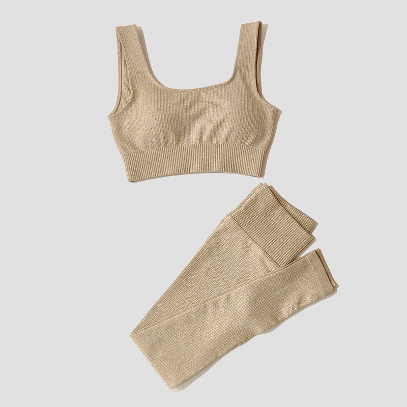 Women's Seamless Yoga Set | High-Waist Leggings & Padded Sports Bra