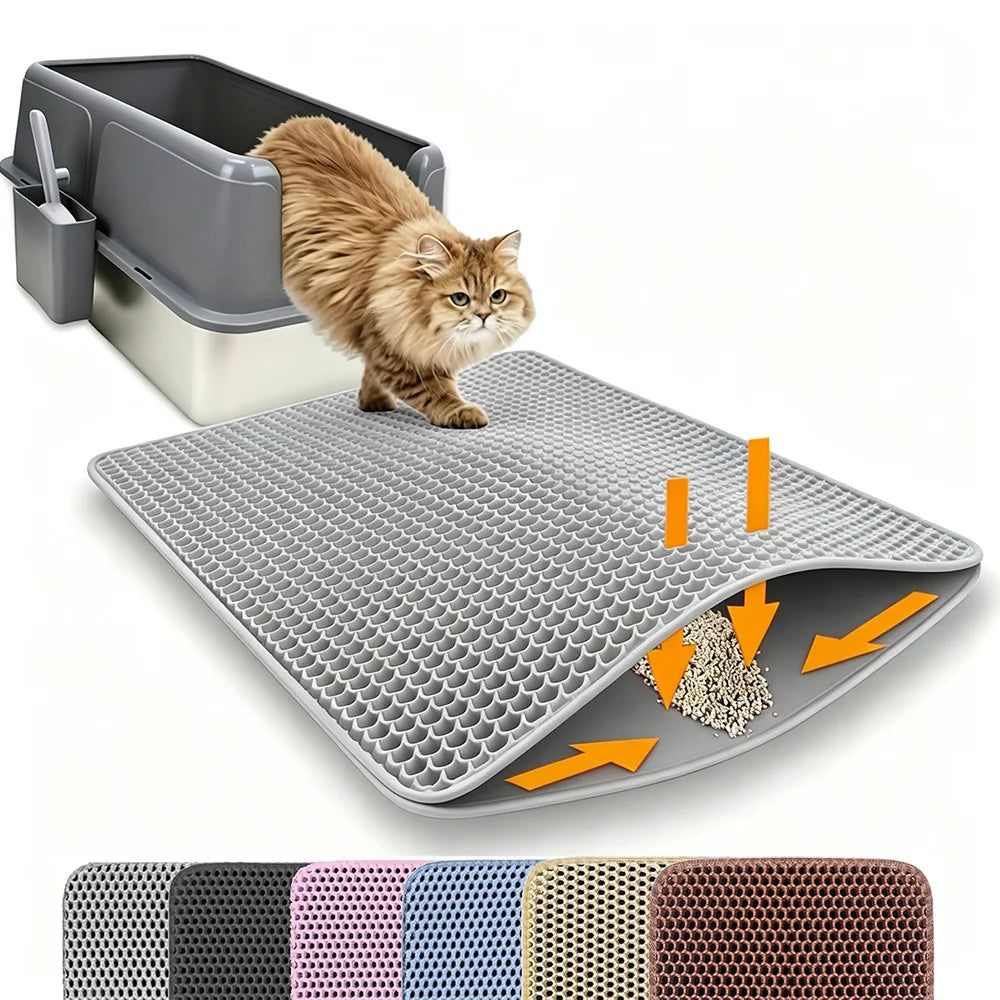 Double-Layer Honeycomb Cat Litter Mat | Waterproof, Non-Slip & Easy to Clean