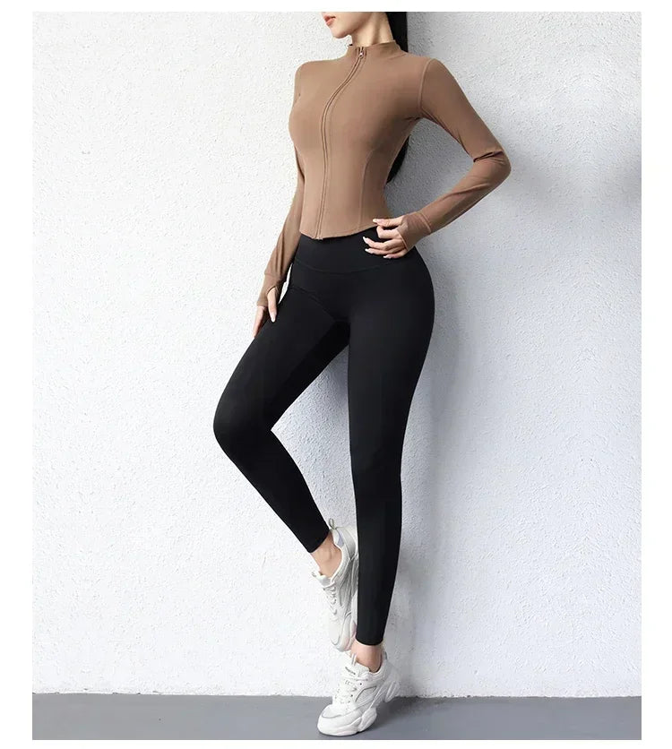 Women's Quick-Dry Yoga Zip Jacket | Slim Fit Long Sleeve Training Top