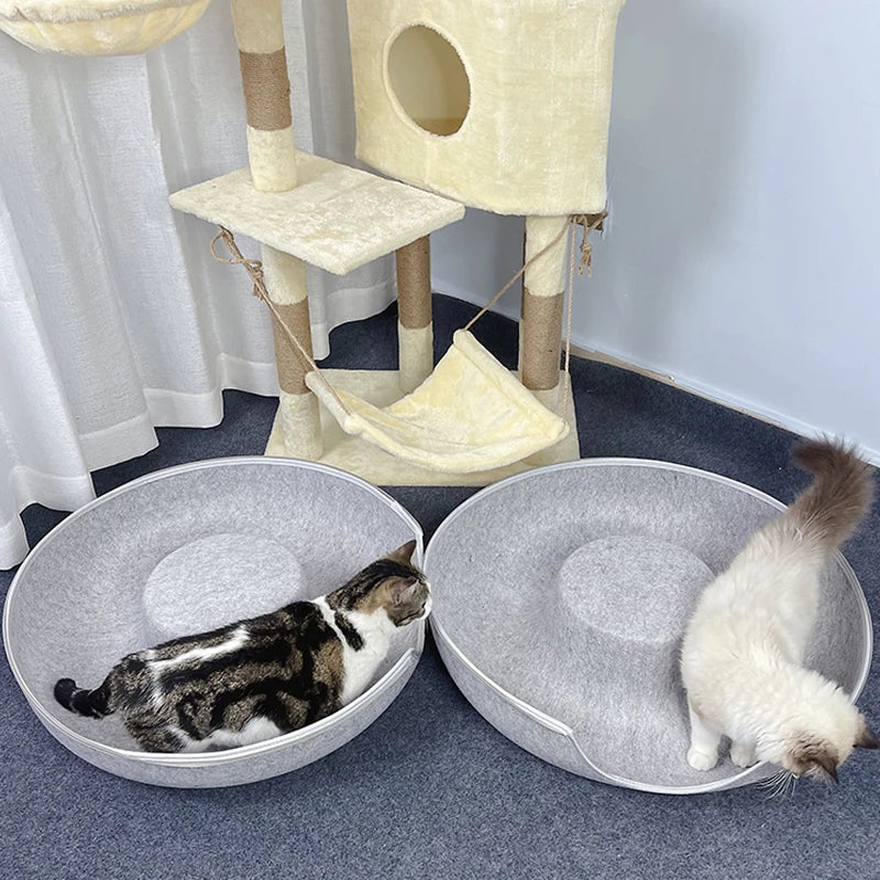 Donut Cat Tunnel Bed | Interactive Felt Play House & Cozy Cat Cave