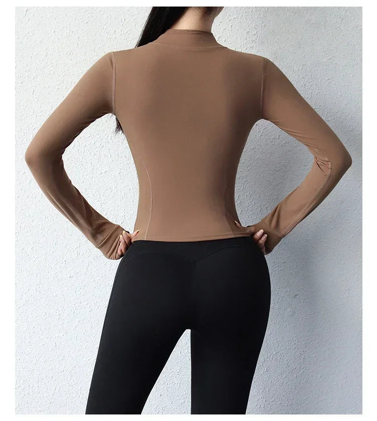 Women's Quick-Dry Yoga Zip Jacket | Slim Fit Long Sleeve Training Top