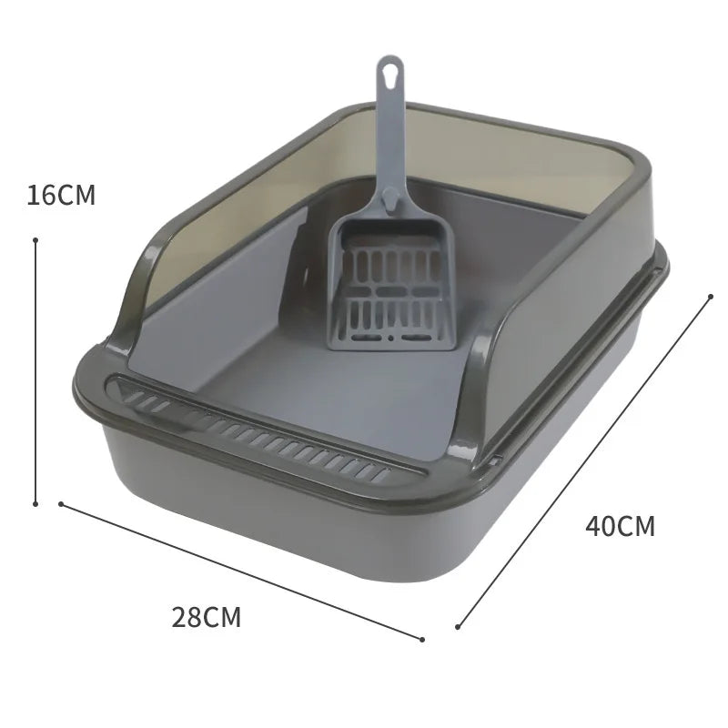 Semi-Enclosed Cat Litter Box | High-Side Splash Guard with Litter Scoop