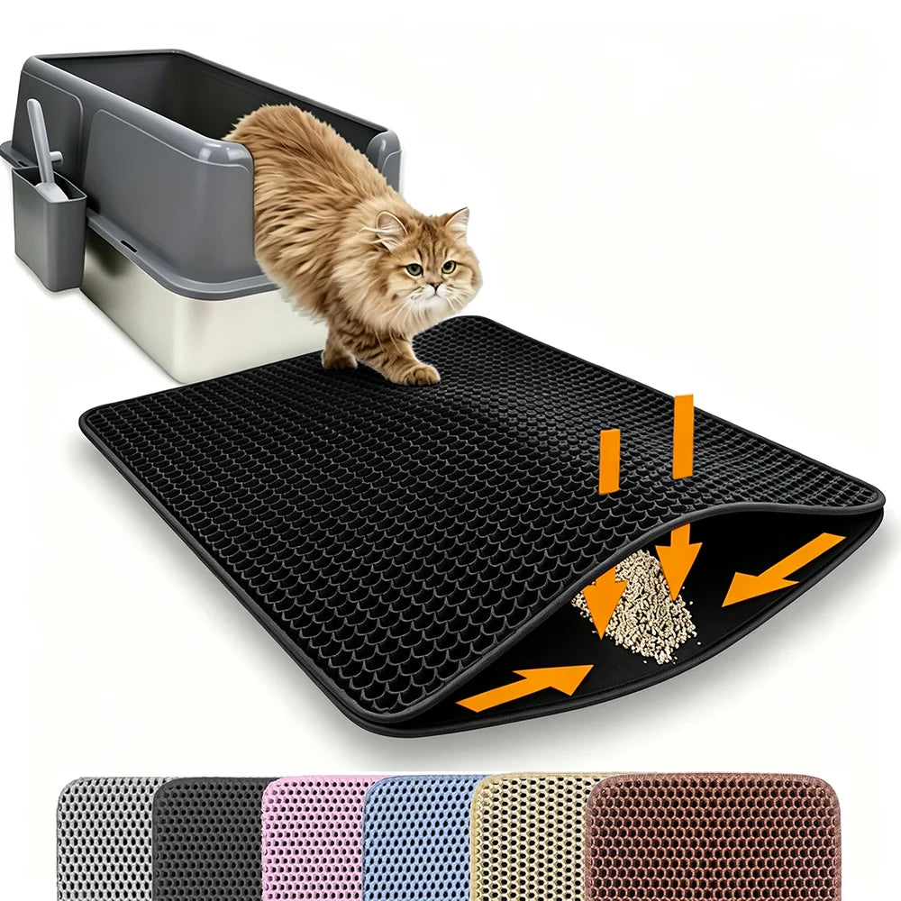 Double-Layer Honeycomb Cat Litter Mat | Waterproof, Non-Slip & Easy to Clean