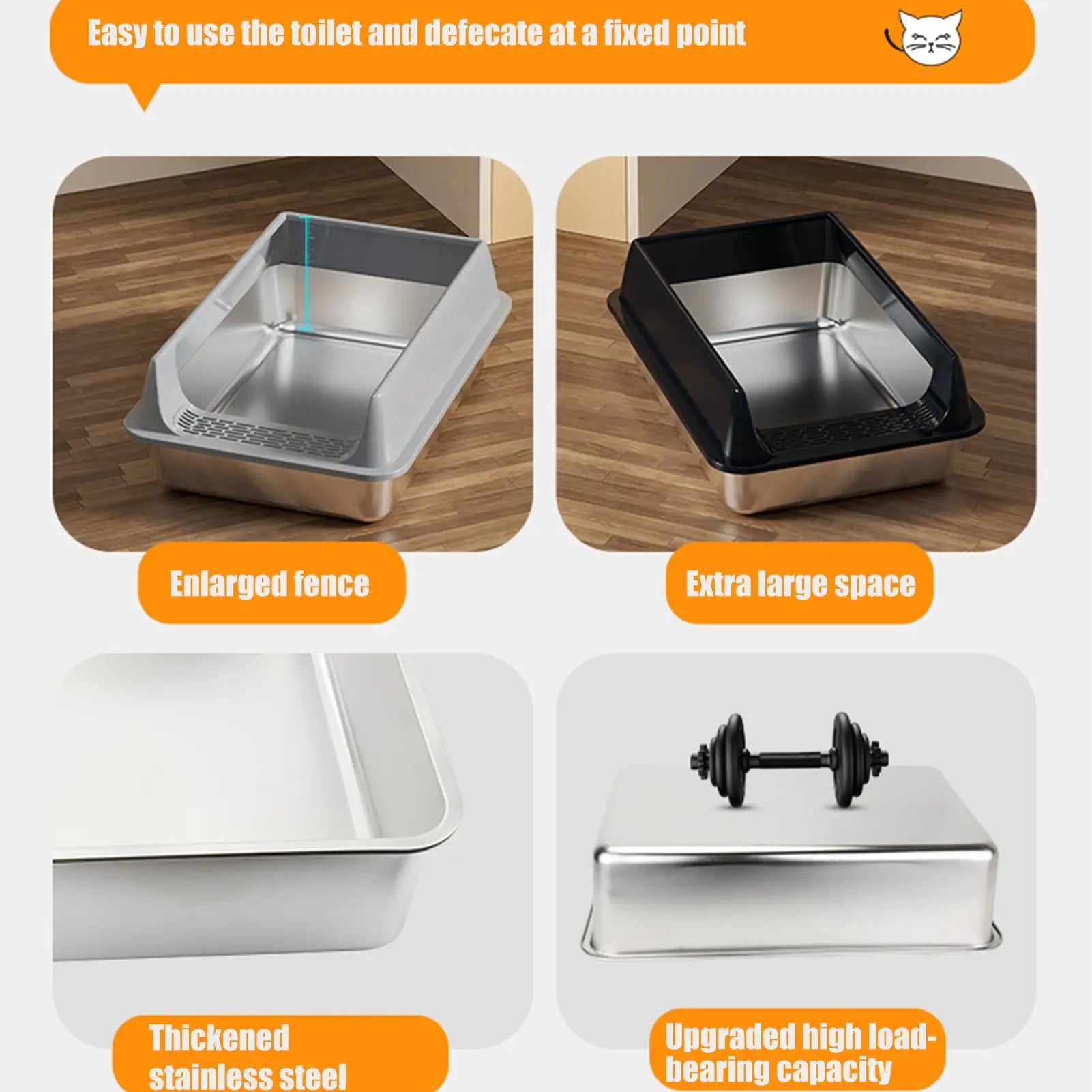 Deepened Semi-Enclosed Cat Litter Box | Splashproof with Scoop & Odor Control