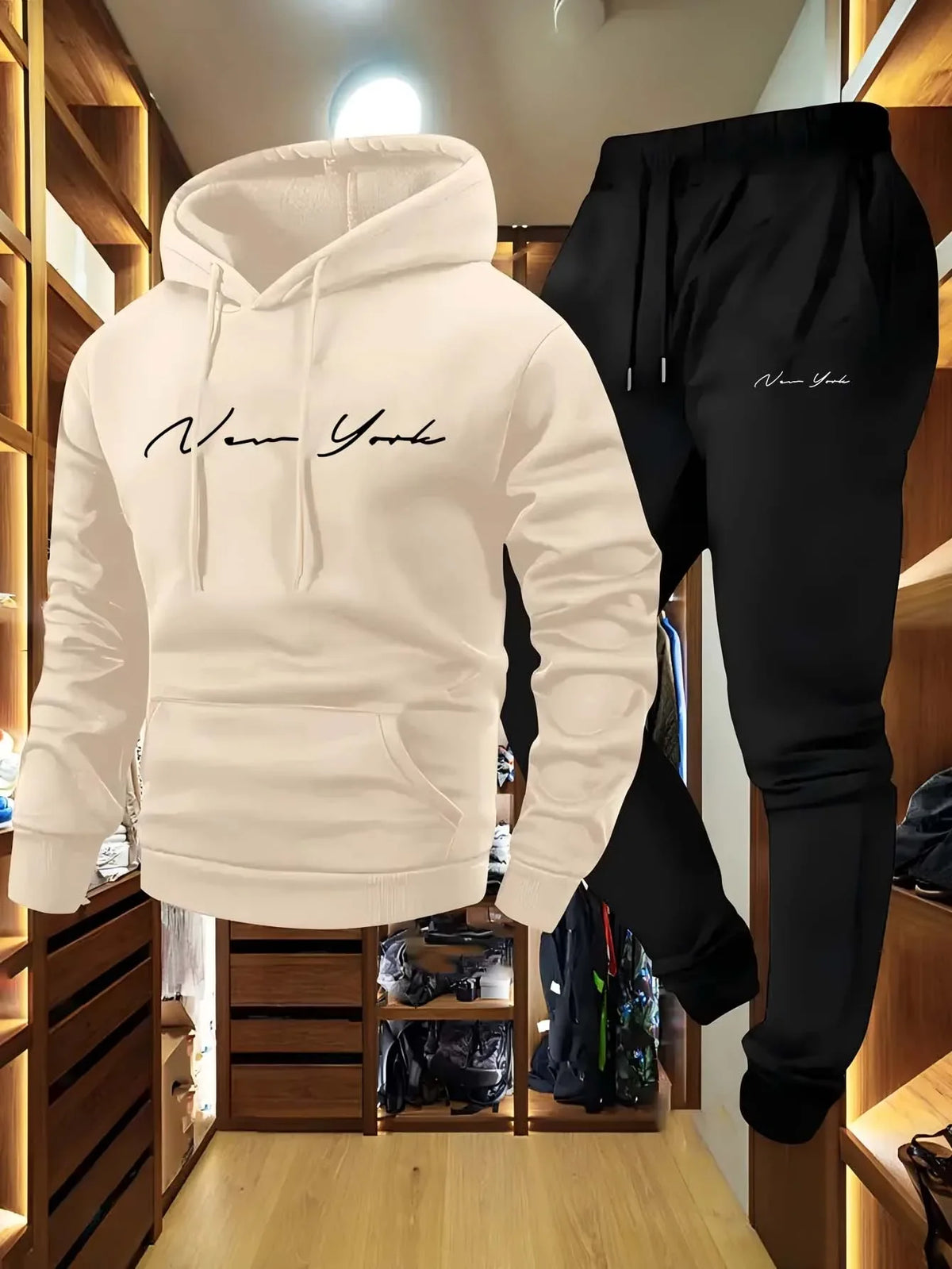 Men's Fleece Tracksuit Set | Hoodie & Sweatpants Streetwear