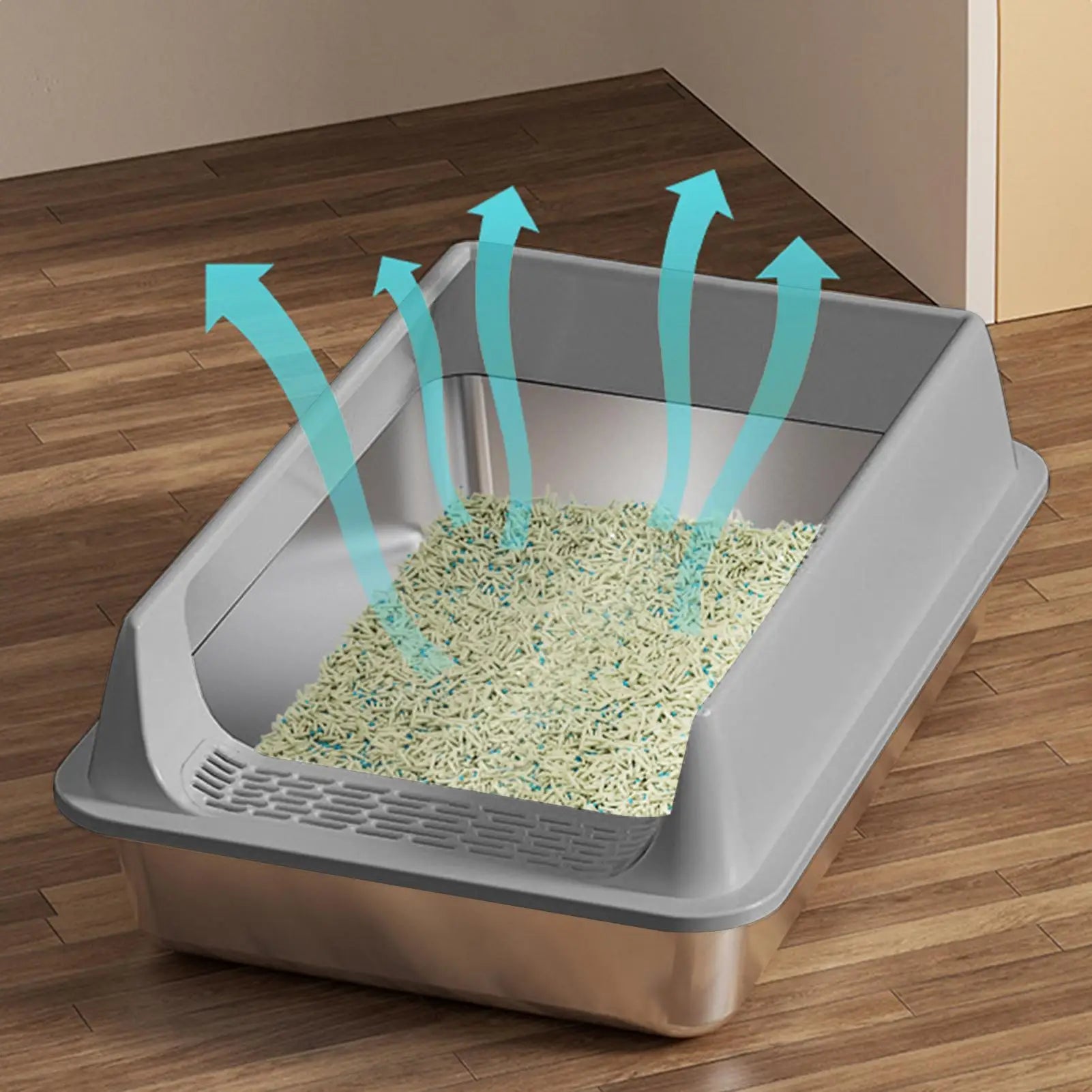 Deepened Semi-Enclosed Cat Litter Box | Splashproof with Scoop & Odor Control