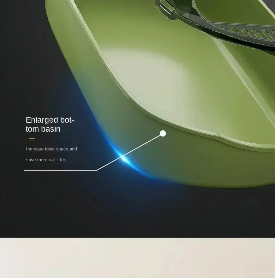 Semi-Enclosed Cat Litter Box | High-Side Splash Guard with Litter Scoop