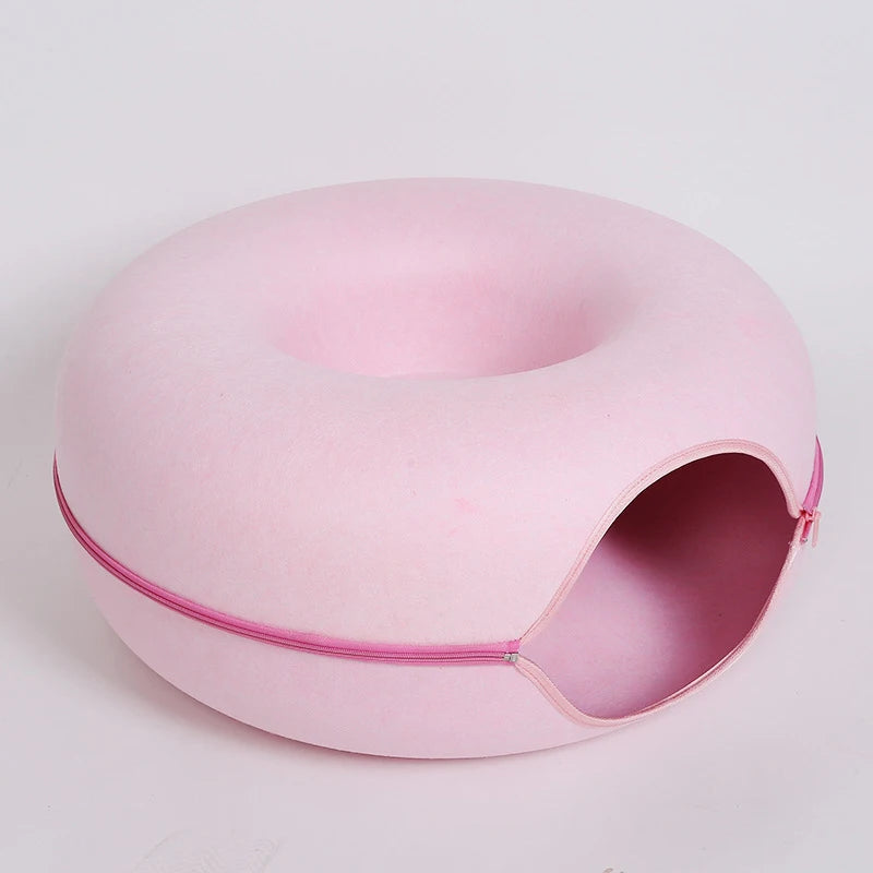 Donut Cat Tunnel Bed | Interactive Felt Play House & Cozy Cat Cave