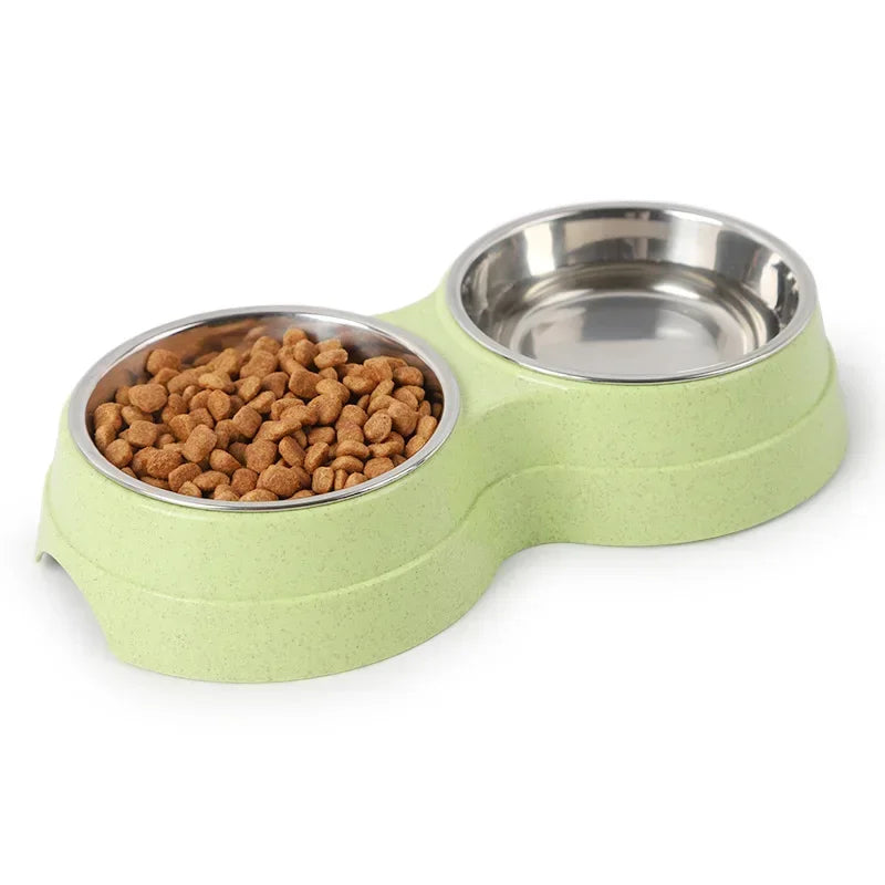 Double Stainless Steel Pet Bowl Stand | Elevated Food & Water Feeder for Dogs & Cats