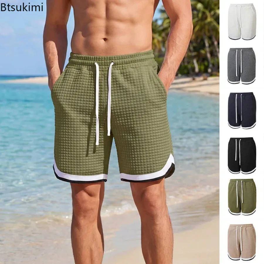 Men's Waffle Weave Athletic Shorts – Breathable Casual Fit