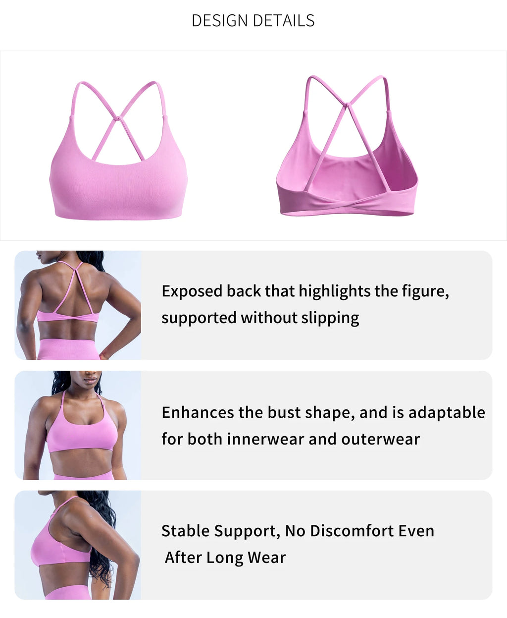 Women's Backless High-Support Sports Bra – Yoga & Fitness Vest