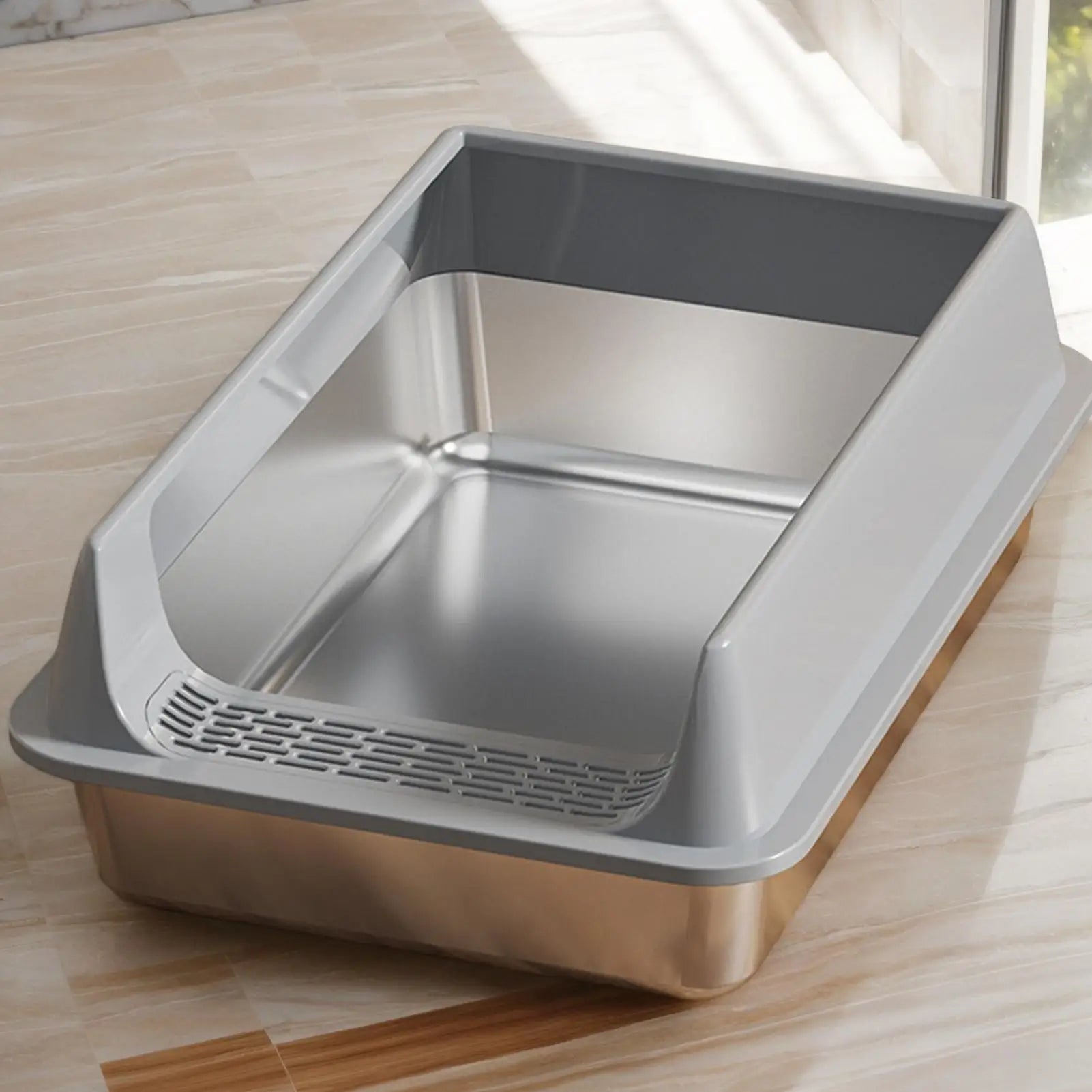 Deepened Semi-Enclosed Cat Litter Box | Splashproof with Scoop & Odor Control