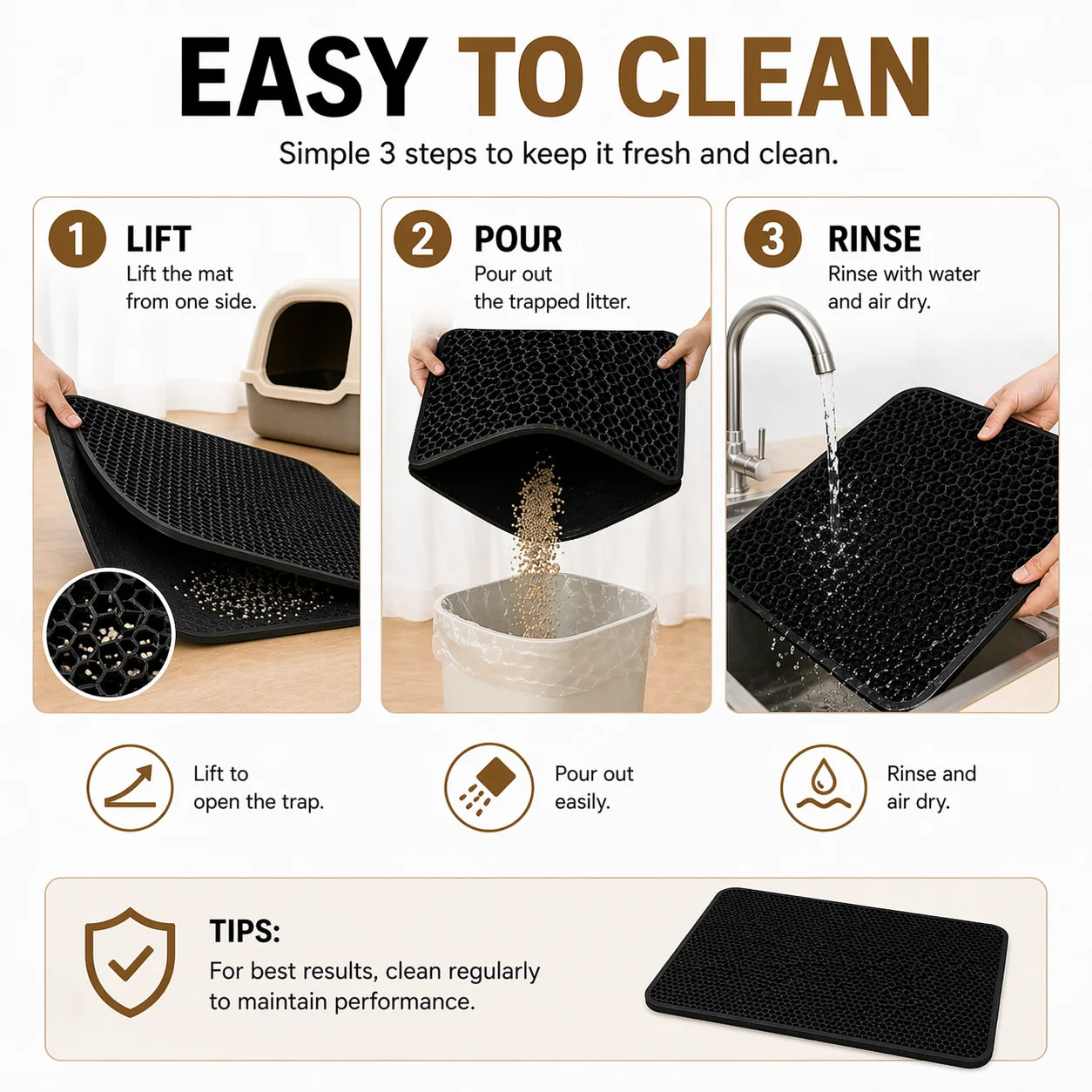 Cat Litter Mat | Honeycomb Double-Layer EVA Trapping Mat for Litter Box